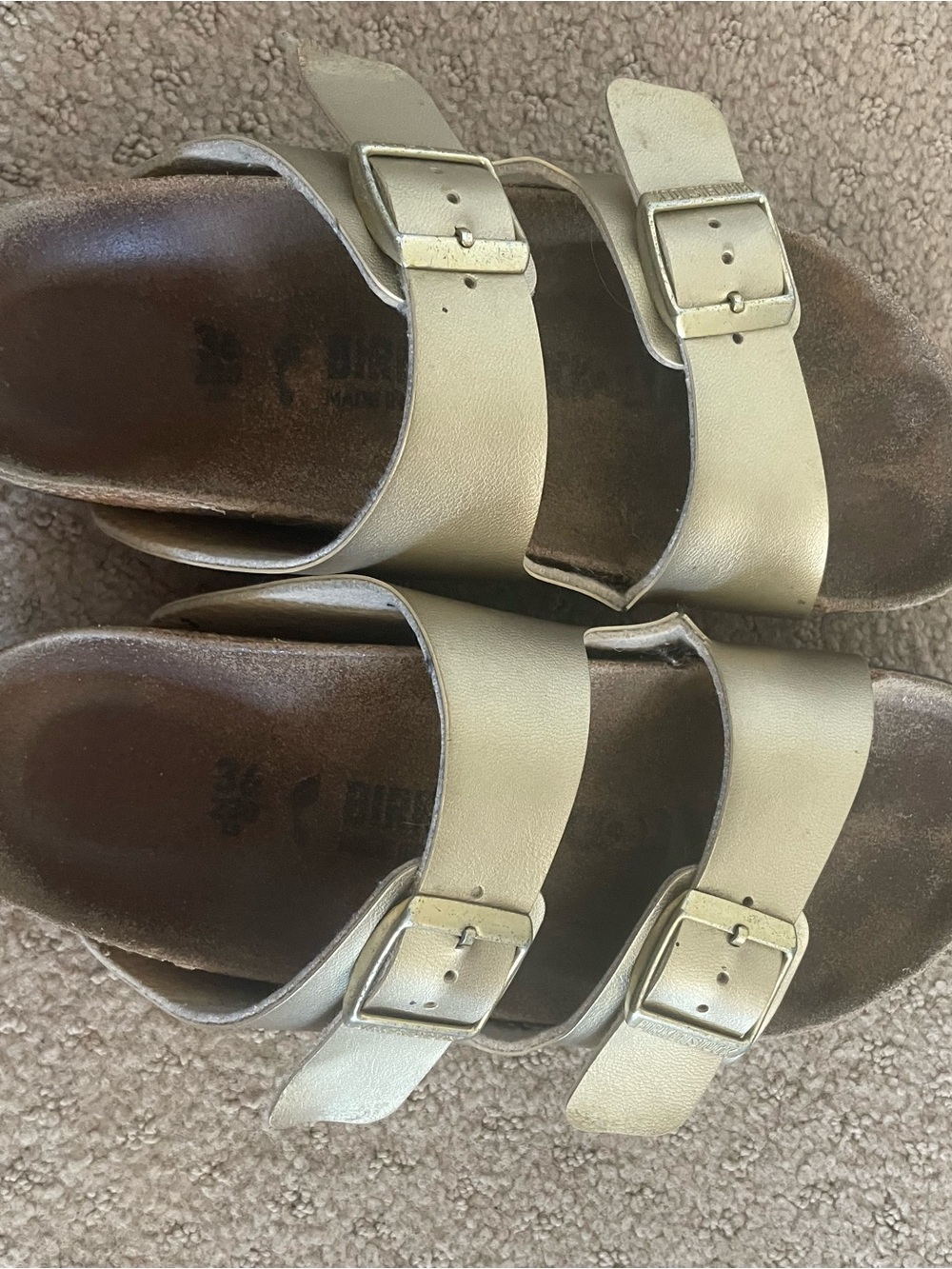 Birkenstock Metallic Gold Double-Buckle Sandals